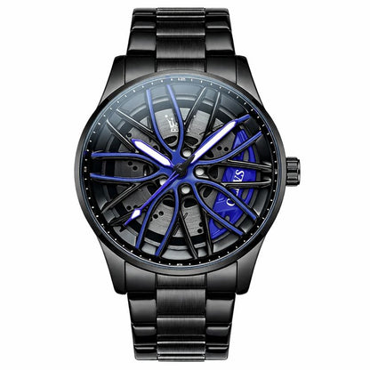 Creative Waterproof Rotating Hub Watch, Fashionable 3D Hollow Design