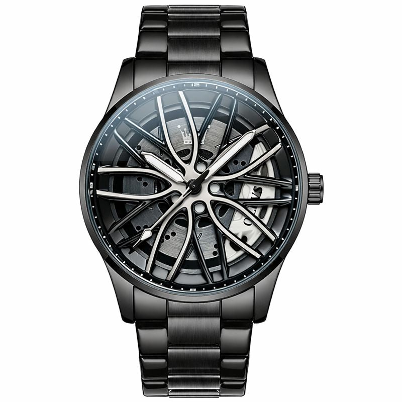 Creative Waterproof Rotating Hub Watch, Fashionable 3D Hollow Design
